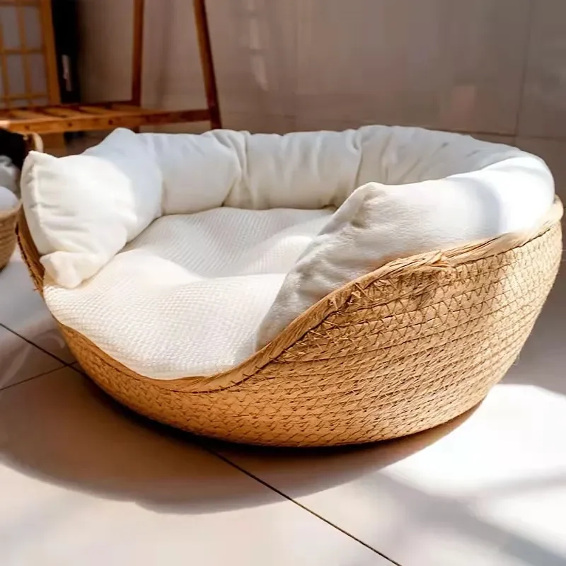 NEW Pet Bed Cat Mat Kennel Dog Beds Sofa Bamboo Weaving Four Season Cozy Nest Baskets Waterproof Removable Cushion Sleeping Bag
NEW Pet Bed Cat Mat Kennel Dog Beds Sofa Bamboo Weaving Four Season Cozy Nest Baskets Waterproof Removable Cushion Sleeping Bag