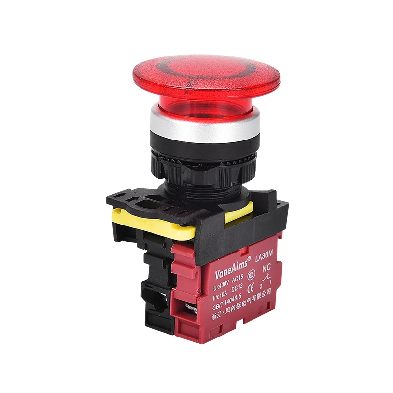 Грибовидный кнопочный переключатель VaneAims LA36M 22мм красный зеленый 12/24/220В 10А
Грибовидный кнопочный переключатель VaneAims LA36M 22мм красный зеленый 12/24/220В 10А