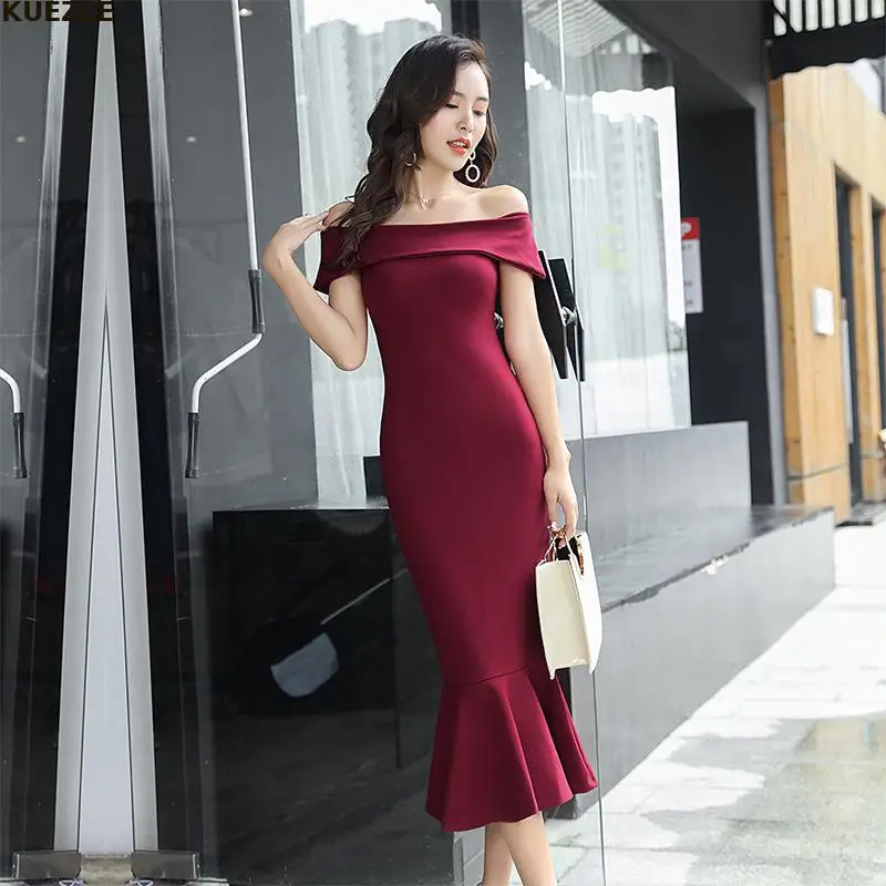 2022 new off-the-shoulder fishtail Dresses long dress slim fit and slim sexy temperament lady one-shoulder dress bag hip dress
2022 new off-the-shoulder fishtail Dresses long dress slim fit and slim sexy temperament lady one-shoulder dress bag hip dress