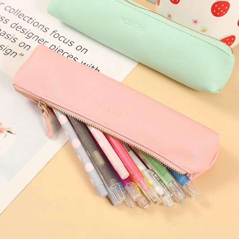 Pu Leather Pencil Bag Stationery Holder Fountain Pen Ball-point Pen Case Candy Color Zipper Pencil Pouch Student School Supplies
Pu Leather Pencil Bag Stationery Holder Fountain Pen Ball-point Pen Case Candy Color Zipper Pencil Pouch Student School Supplies