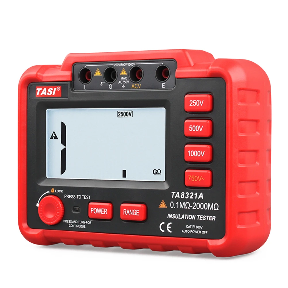 TA8321A Digital Insulation Resistance Tester Megger Auto Range Ohm Megohmmeter 250V 500V 1000V High Voltage LCD Backlight
TA8321A Digital Insulation Resistance Tester Megger Auto Range Ohm Megohmmeter 250V 500V 1000V High Voltage LCD Backlight