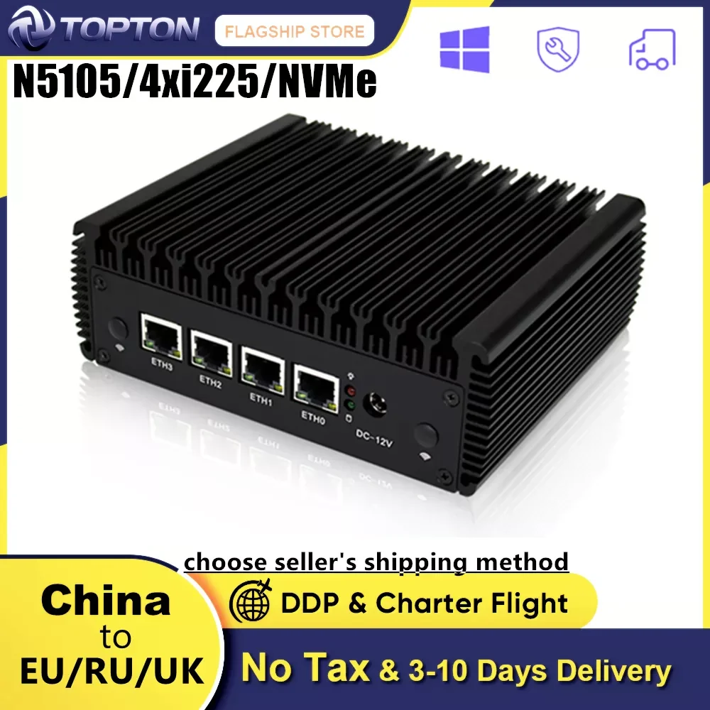 Мини-роутер без вентилятора Celeron N5105, 4 ядра, 4 ядра, 2,5 ГГц 
Мини-роутер без вентилятора Celeron N5105, 4 ядра, 4 ядра, 2,5 ГГц