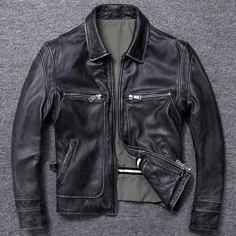 Free shipping sales Brand new men cowhide coat Natural quality thick men's genuine Leather jacket vintage style leather clothes
Free shipping sales Brand new men cowhide coat Natural quality thick men's genuine Leather jacket vintage style leather clothes