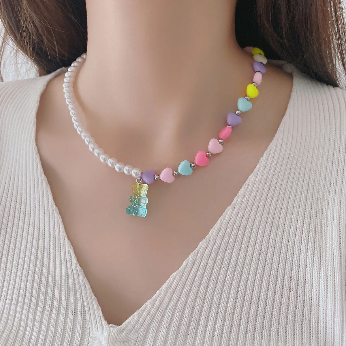 Y2k Necklace,Love Heart Pearl Chain Choker Trendy Jewelry,Dainty Friendship Handmade Bead Cute Assorted Rainbow Necklace Gifts
Y2k Necklace,Love Heart Pearl Chain Choker Trendy Jewelry,Dainty Friendship Handmade Bead Cute Assorted Rainbow Necklace Gifts