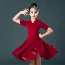 New Girls Latin Dance Clothes Childrens Latin Dance Costume Latin Practice Wear Summer Ballroom Kids Figure Skating Dresses