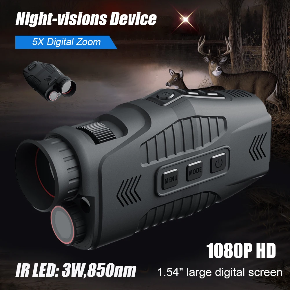 1080P Monocular Infrared Night Vision Day Night Use Device 5X Digital Zoom 300M Full Dark Viewing Distance Hunting Telescope
1080P Monocular Infrared Night Vision Day Night Use Device 5X Digital Zoom 300M Full Dark Viewing Distance Hunting Telescope