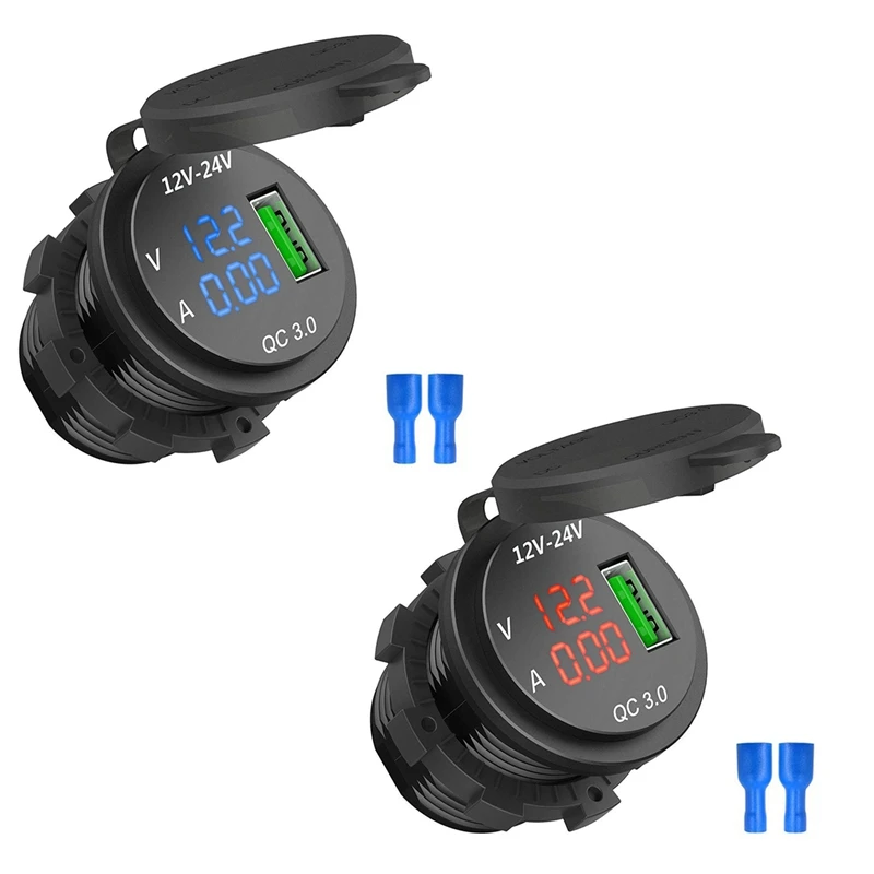 2Pcs 12V / 24V Fast Charging 3.0 Car Cigarette Lighter Socket Usb Charger Led Voltmeter Ammeter Black & Red & Black & Blue
2Pcs 12V / 24V Fast Charging 3.0 Car Cigarette Lighter Socket Usb Charger Led Voltmeter Ammeter Black & Red & Black & Blue