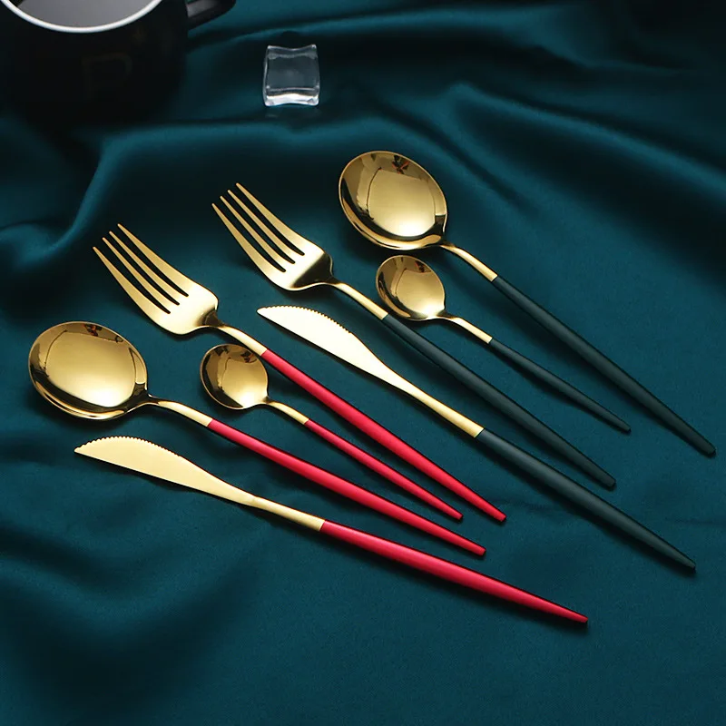 4 PCS Black Gold Cutlery Set 18/10 Stainless Steel Portugal Dinnerware Silverware Flatware Set Knife Fork Spoon Dropshipping
4 PCS Black Gold Cutlery Set 18/10 Stainless Steel Portugal Dinnerware Silverware Flatware Set Knife Fork Spoon Dropshipping