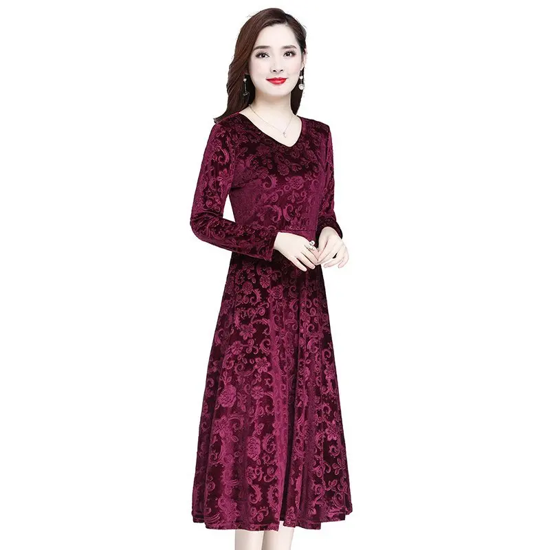 New Velvet Floral Print Dresses For Women A-line V-neck Autumn Dress Elegant Female Large Size 5XL Midi Long Winter Party Dress
New Velvet Floral Print Dresses For Women A-line V-neck Autumn Dress Elegant Female Large Size 5XL Midi Long Winter Party Dress