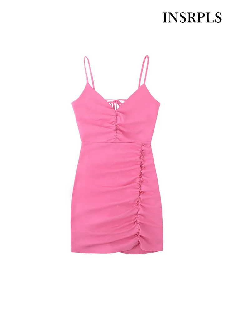 INSRPLS Women Fashion With Beaded Draped Linen Mini Dress Vintage Backless Side Zipper Tied Thin Straps Female Dresses Vestidos
INSRPLS Women Fashion With Beaded Draped Linen Mini Dress Vintage Backless Side Zipper Tied Thin Straps Female Dresses Vestidos