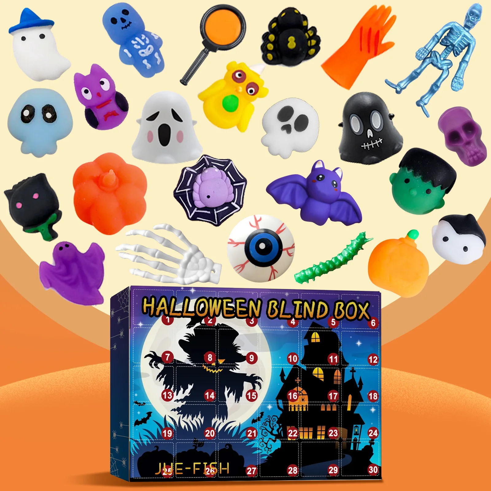 Хэллоуин 30 Grid глухая коробка Хэллоуин 30 дней декомпрессии Spoof Toy Веселая наклейка детская игрушка удобная на ощупь 
Хэллоуин 30 Grid глухая коробка Хэллоуин 30 дней декомпрессии Spoof Toy Веселая наклейка детская игрушка удобная на ощупь