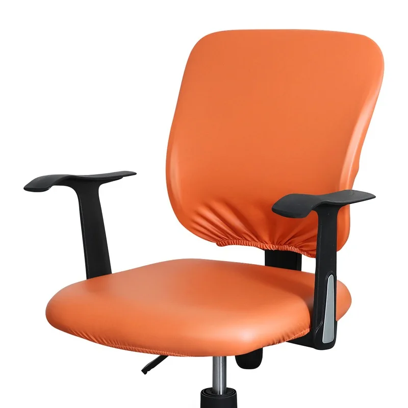 

1 Set PU Leather Computer Office Chair Covers Soild Color Dirt Resistant Waterproof Split Swivel Chair Cover Office Chair Cover