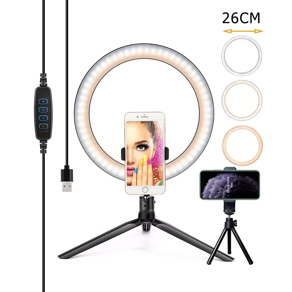 26/16CM Photography Lighting Phone Ringlight Tripod Stand Photo Led Selfie Remote Control Ring Light Lamp Fill Youtube Live
26/16CM Photography Lighting Phone Ringlight Tripod Stand Photo Led Selfie Remote Control Ring Light Lamp Fill Youtube Live