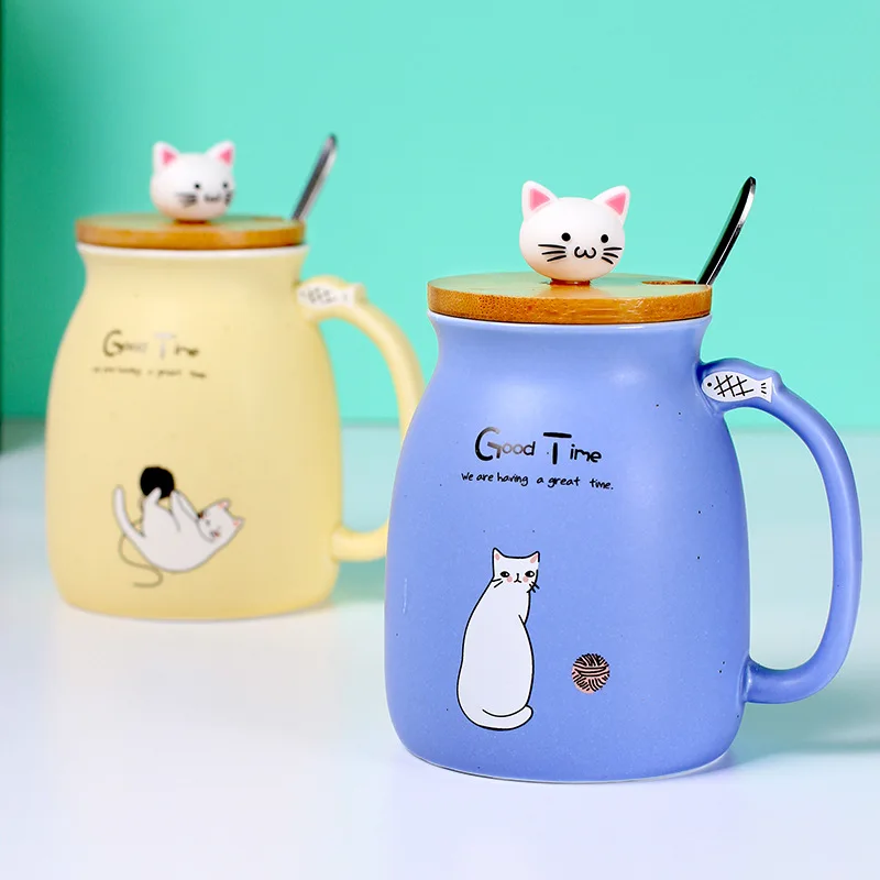 Creative color cat heat-resistant Mug cartoon with lid 450ml cup kitten coffee ceramic mugs children cup office Drinkware gift
Creative color cat heat-resistant Mug cartoon with lid 450ml cup kitten coffee ceramic mugs children cup office Drinkware gift