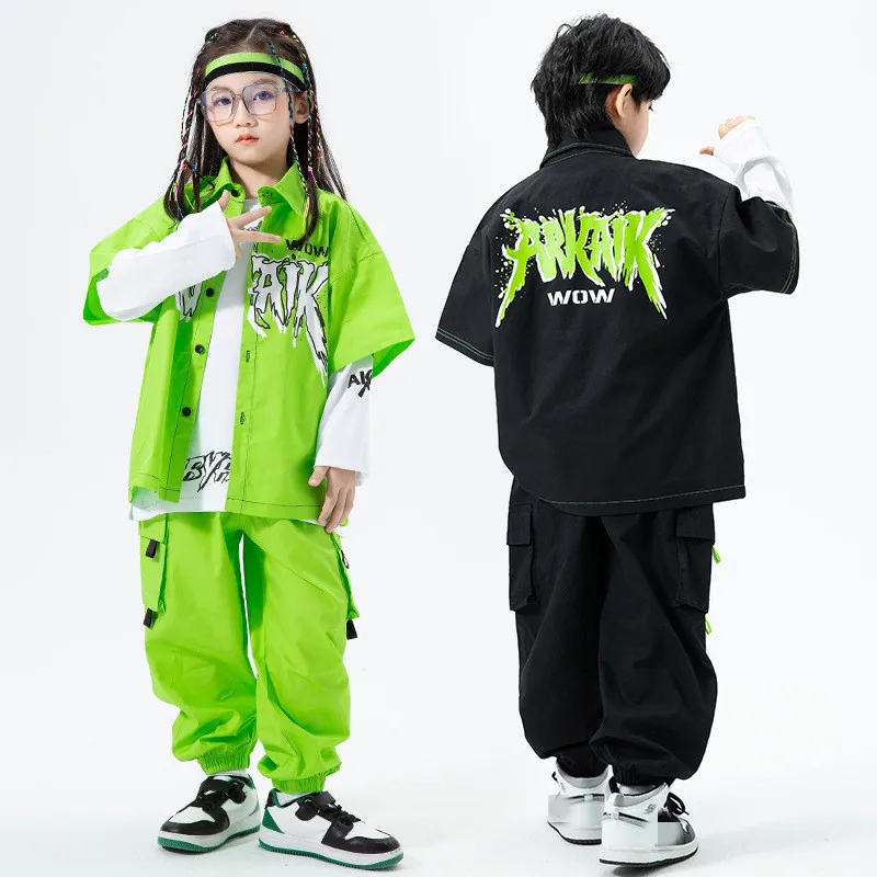 Girls Hip Hop Dance Costume Kids Green Shirt Long Sleeve T-shirt Cargo Pants Children Performance Modern Dancing Clothes 3-16 Y
Girls Hip Hop Dance Costume Kids Green Shirt Long Sleeve T-shirt Cargo Pants Children Performance Modern Dancing Clothes 3-16 Y