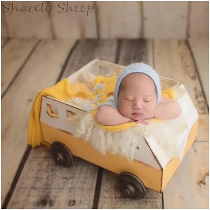 

Iron Basket Newborn Photography Prop Baby Boy Girl Photo Shoot Studio Posing Trolley Car Basket fotografia Wood Chair Accessory