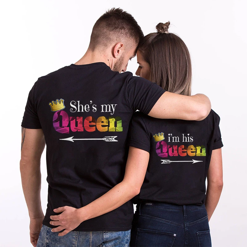 She's My Queen/i'm His Queen Lovers Shirt Fashion Couples' Clothes Short Sleeve Print T-shirt Couple Tee Tops Valentine Shirts 
She's My Queen/i'm His Queen Lovers Shirt Fashion Couples' Clothes Short Sleeve Print T-shirt Couple Tee Tops Valentine Shirts