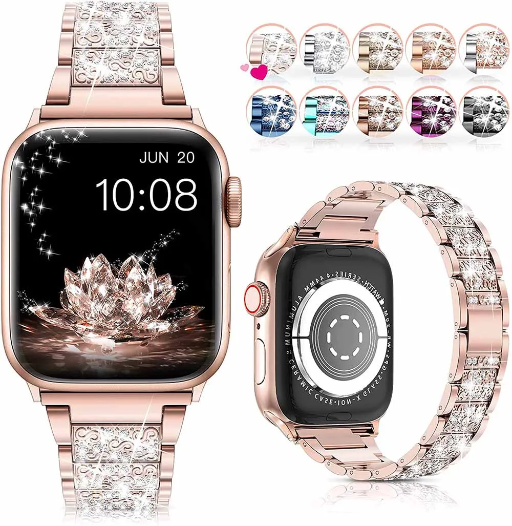 Strap for Apple Watch Band 8 7 5 6 4 45/41mm SE 44/40mm Diamond Rhinestone Stainless Steel iWatch 3 2 40/38/49mm Wowen Bracelet
Strap for Apple Watch Band 8 7 5 6 4 45/41mm SE 44/40mm Diamond Rhinestone Stainless Steel iWatch 3 2 40/38/49mm Wowen Bracelet