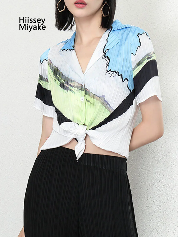 HiIssey Miyake Miyake Spring /Summer Fashion Design Women Casual Commuter Section Printed Single-Breasted V-neck Pleated T-shirt
HiIssey Miyake Miyake Spring /Summer Fashion Design Women Casual Commuter Section Printed Single-Breasted V-neck Pleated T-shirt
