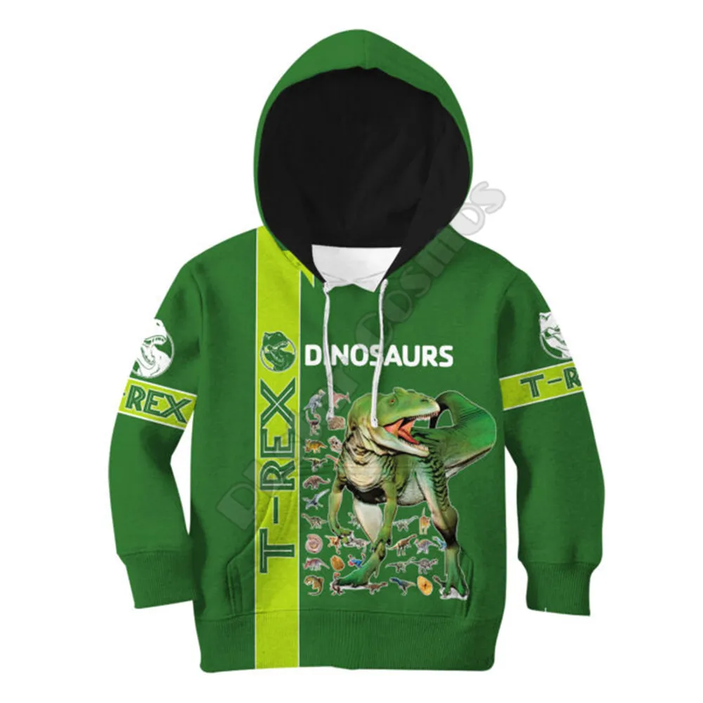 Толстовки с 3D-принтом Love Dinosaur костюм футболка пуловер на молнии Детский свитшот