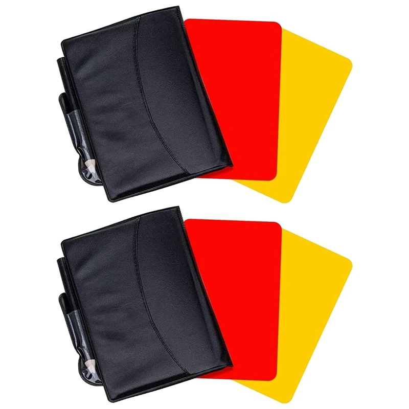 

2 упаковки, наборы карт для футбольного рефери, яркие красные и желтые карты для рефери с бумажником, очковые листы, аксессуары для футбола-к...