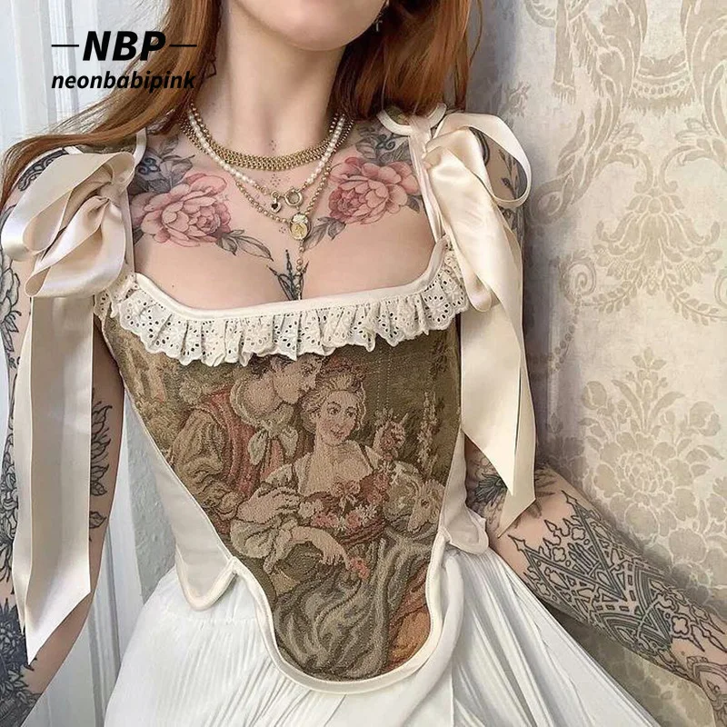 NEONBABIPINK Vintage Portrait Corset Tops Women 2022 Cottagecore Bow Lace Up Crop Tank Top Fairycore Aesthetic Clothes N85-DZ14
NEONBABIPINK Vintage Portrait Corset Tops Women 2022 Cottagecore Bow Lace Up Crop Tank Top Fairycore Aesthetic Clothes N85-DZ14