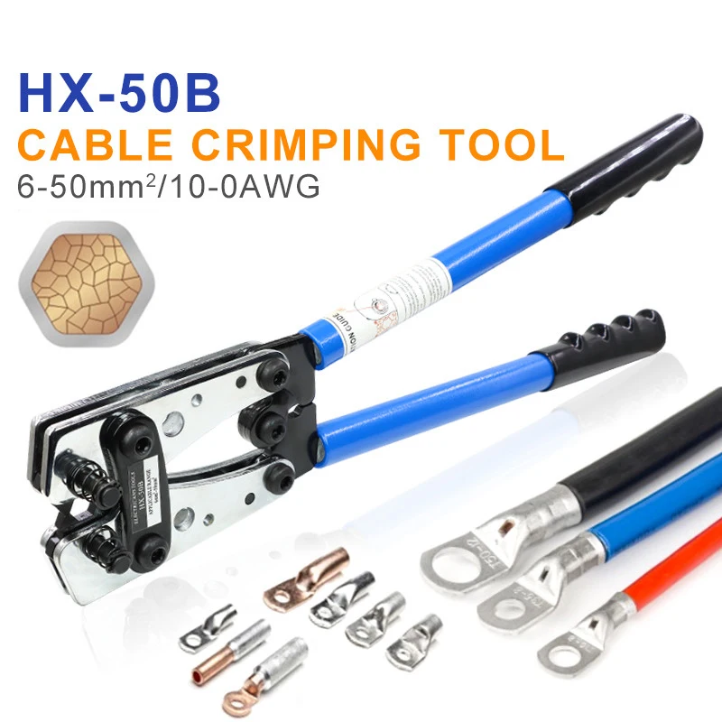 6-50mm² Crimping Pliers Hex Tube Crimp Terminals Nippers Professional Electrician Tool For Cabel Lug Hand Manual Tools HX-50B
6-50mm² Crimping Pliers Hex Tube Crimp Terminals Nippers Professional Electrician Tool For Cabel Lug Hand Manual Tools HX-50B