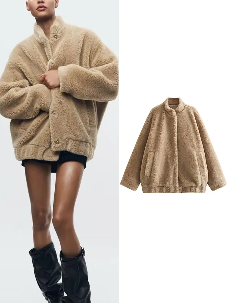 TRAF Women's Winter Fleece Fluffy Jacket Coat New Soft Warm Jacket Loose Stand Collar Thickened Coat Women's Plush Coat
TRAF Women's Winter Fleece Fluffy Jacket Coat New Soft Warm Jacket Loose Stand Collar Thickened Coat Women's Plush Coat
