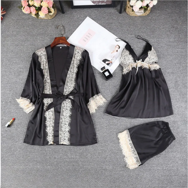Intimate Emporium Three -piece Silk Lace In European and American Sexy Underwear Pajama Sets for Women Bathrobe Night Dress
Intimate Emporium Three -piece Silk Lace In European and American Sexy Underwear Pajama Sets for Women Bathrobe Night Dress