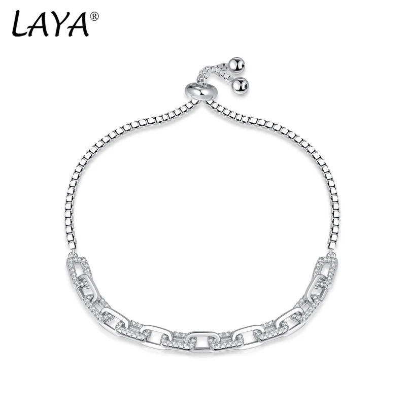 LAYA Adjustable Chain Link Bracelet For Men Women Unique Design Shining Zircon 100% 925 Sterling Silver Original Modern Jewelry
LAYA Adjustable Chain Link Bracelet For Men Women Unique Design Shining Zircon 100% 925 Sterling Silver Original Modern Jewelry