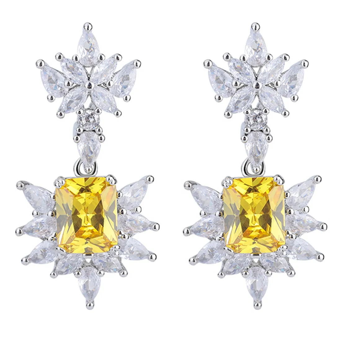 Fashion Shiny Cubic Zirconia Flower Drop Earrings Rhinestone Geometric Party Dangler Pendent Jewelry
Fashion Shiny Cubic Zirconia Flower Drop Earrings Rhinestone Geometric Party Dangler Pendent Jewelry