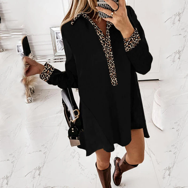 2022 New Fashion Spring Autumn Sexy Leopard Turn-down Collar Long Sleeve Loose Black Casual Plus Size S-5XL Women Dress Clothes
2022 New Fashion Spring Autumn Sexy Leopard Turn-down Collar Long Sleeve Loose Black Casual Plus Size S-5XL Women Dress Clothes