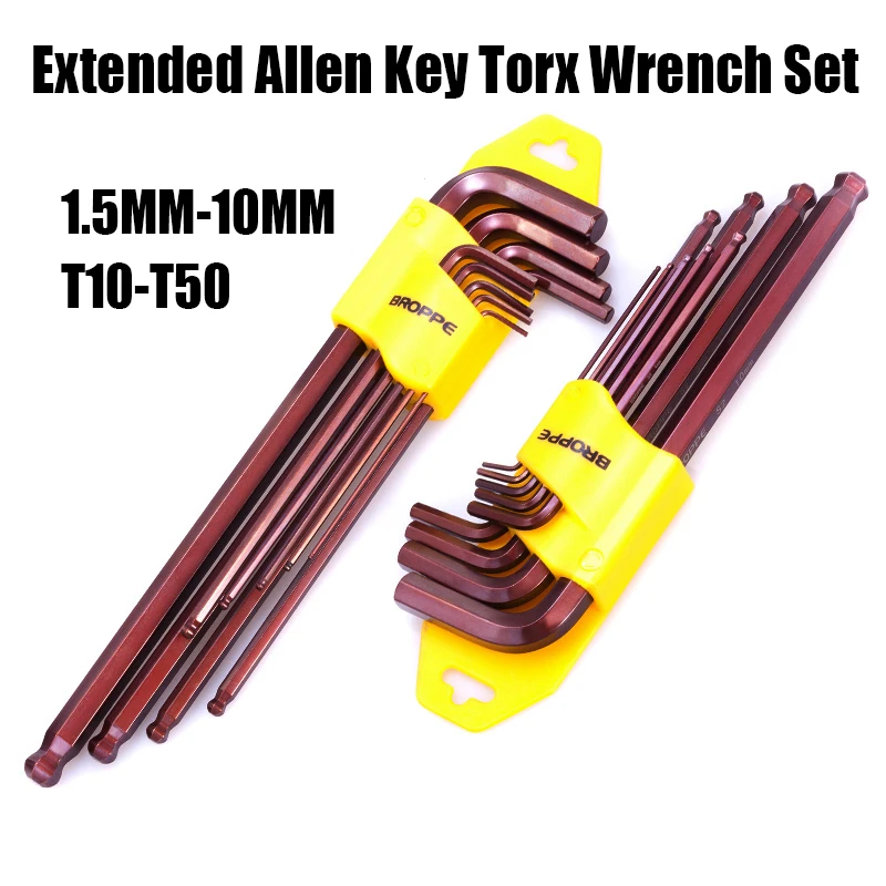 

9PCS 1.5-10MM T10-T50 Extended Allen Key Torx Wrench Set High Hardness S2 Screwdriver Adjustable Portable Hex Torx Head Spanner