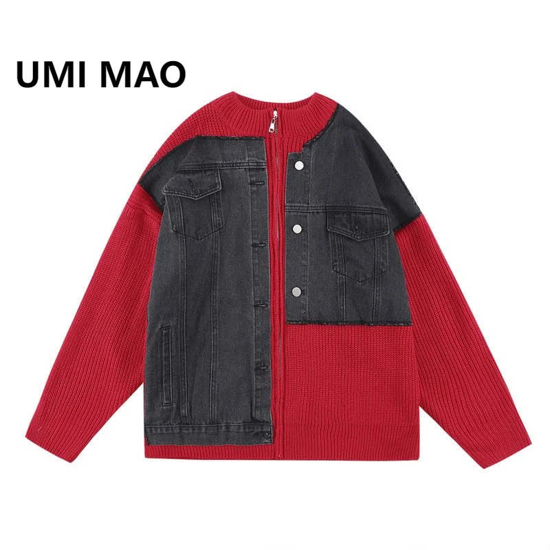 UMI MAO Niche Design Style High Street Avant Garde Patchwork Personalized Jeans Stitched Wool Knitted Cardigan Zipper Coats
UMI MAO Niche Design Style High Street Avant Garde Patchwork Personalized Jeans Stitched Wool Knitted Cardigan Zipper Coats