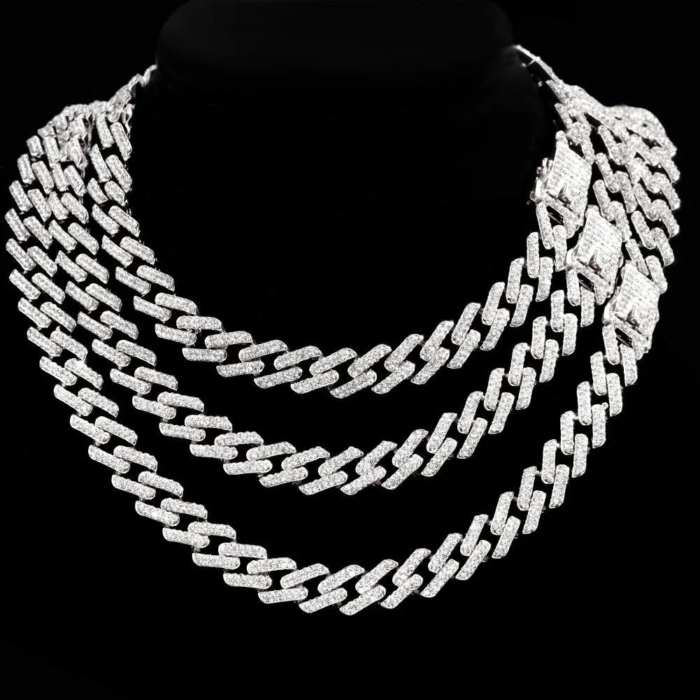 14MM Hip Hop Rhombus Prong Cuban Link Chain Necklace 2 Row Rhinestone Paved Iced Out Bling Miami Cuban Chain Necklaces Jewelry
14MM Hip Hop Rhombus Prong Cuban Link Chain Necklace 2 Row Rhinestone Paved Iced Out Bling Miami Cuban Chain Necklaces Jewelry