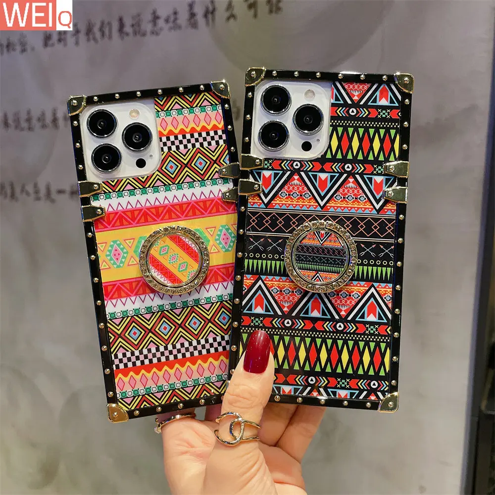 Luxury Glitter Vintage pattern Diamond Ring Bracket Square Plaid Case for iphone 14 Pro Max 11 12Mini 13 Xs Xr 7 8Plus Se cover 
Luxury Glitter Vintage pattern Diamond Ring Bracket Square Plaid Case for iphone 14 Pro Max 11 12Mini 13 Xs Xr 7 8Plus Se cover