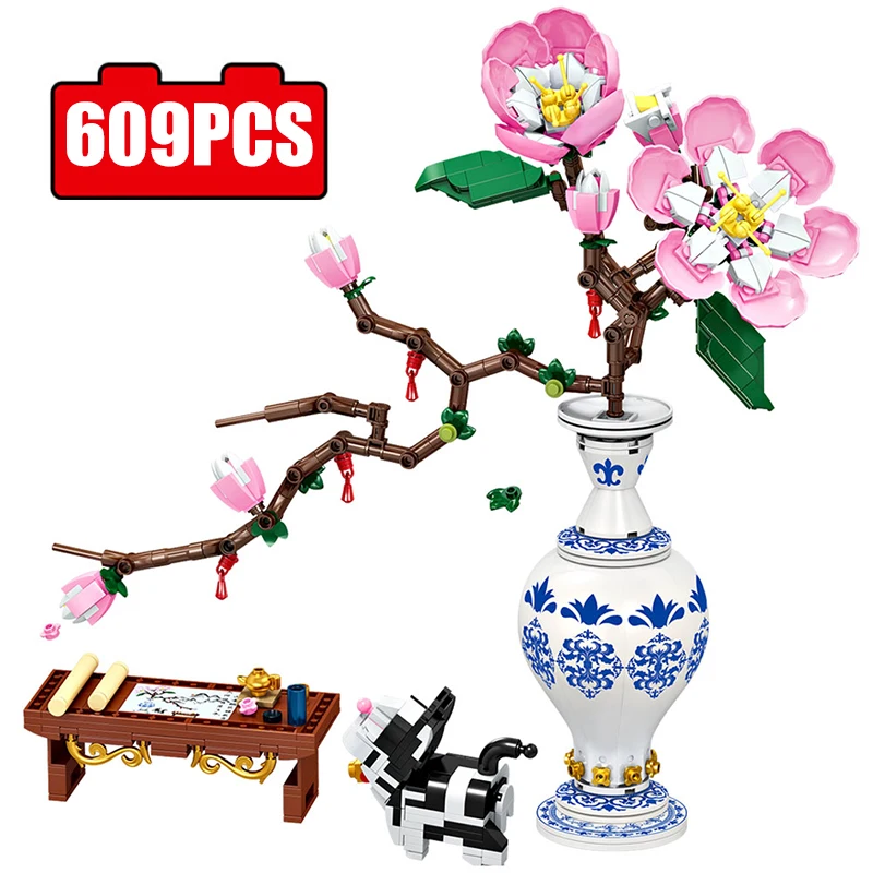 609pcs Decorative Flowers Building Blocks Blossom Bouquet Romantic Peach Blossom Assembly DIY Model Bricks Toys Home Decor Gifts
609pcs Decorative Flowers Building Blocks Blossom Bouquet Romantic Peach Blossom Assembly DIY Model Bricks Toys Home Decor Gifts