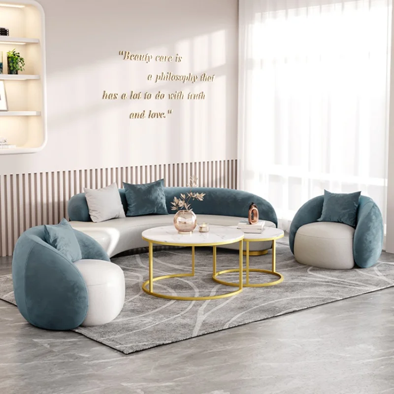 

Luxury Nordic Living Room Sofas Floor Curved Modular Modern Living Room Sofas Sectional Recliner Divano Home Furniture SR50LS