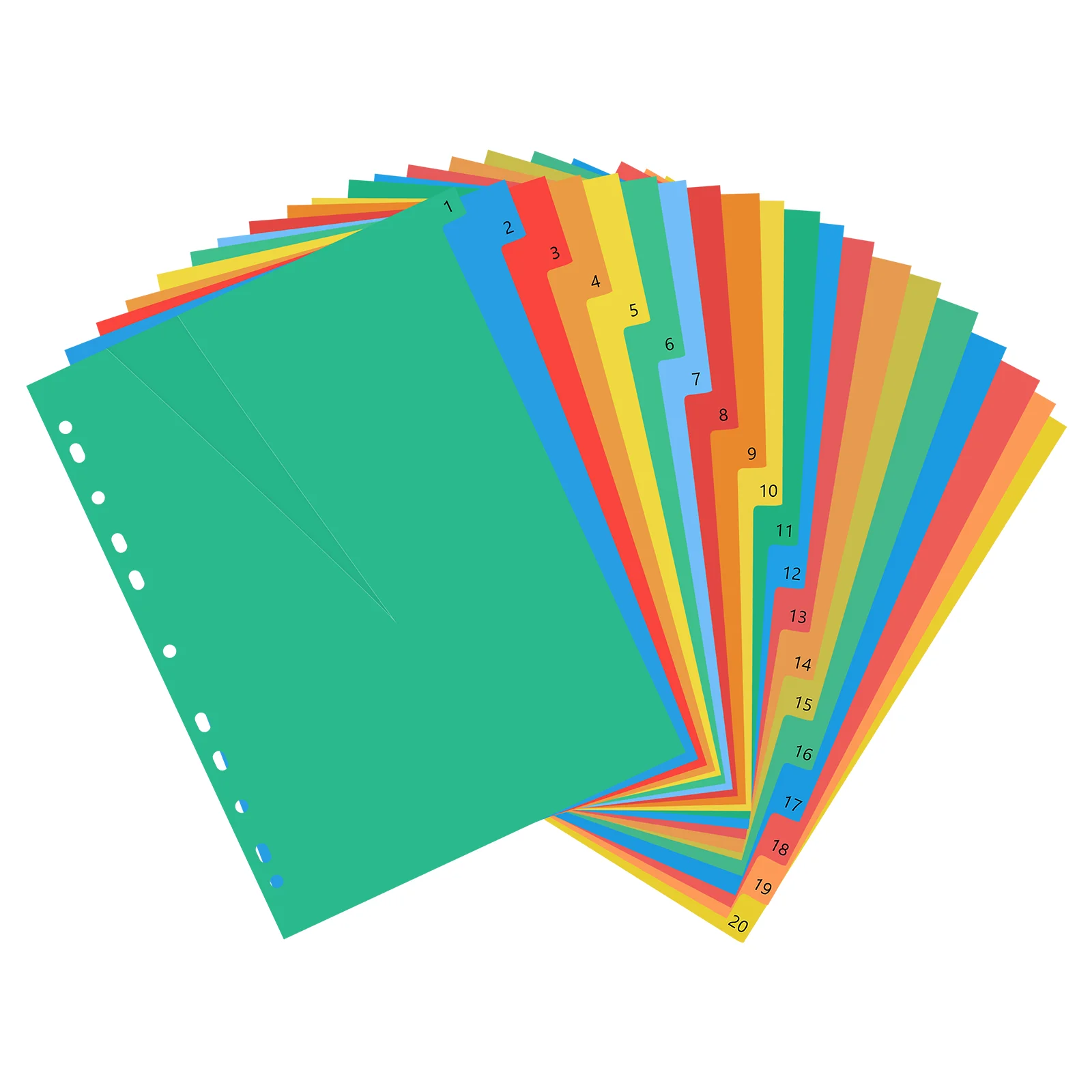 20 Pages A4 Colorful Page Classified Lables Plastic Tab Dividers (Color Printed Number)
20 Pages A4 Colorful Page Classified Lables Plastic Tab Dividers (Color Printed Number)