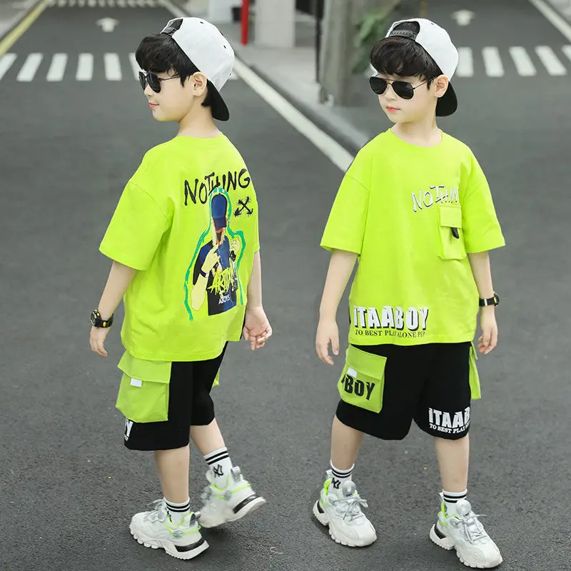 Children's Clothing Boys' Hiphop Summer Short Sleeve Suit 2021 Handsome Western Style Medium and Large Children's Sports Suit
Children's Clothing Boys' Hiphop Summer Short Sleeve Suit 2021 Handsome Western Style Medium and Large Children's Sports Suit