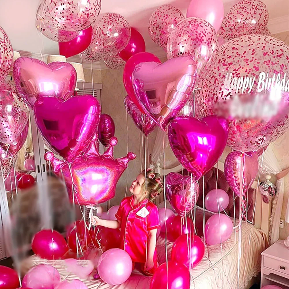 

Розовый тематическая вечеринка на день рождения украшение воздушный шар баннер свадебный душ девушки дети партии Воздушные гелиевые шары Свадьба День святого Валентина Декор