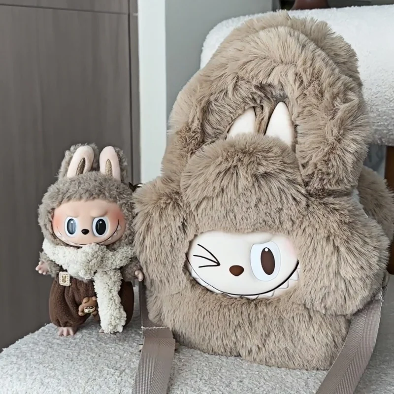 Новая оригинальная большая сумка The Monsters Labubu Classic Series коричневая с цветком внутри