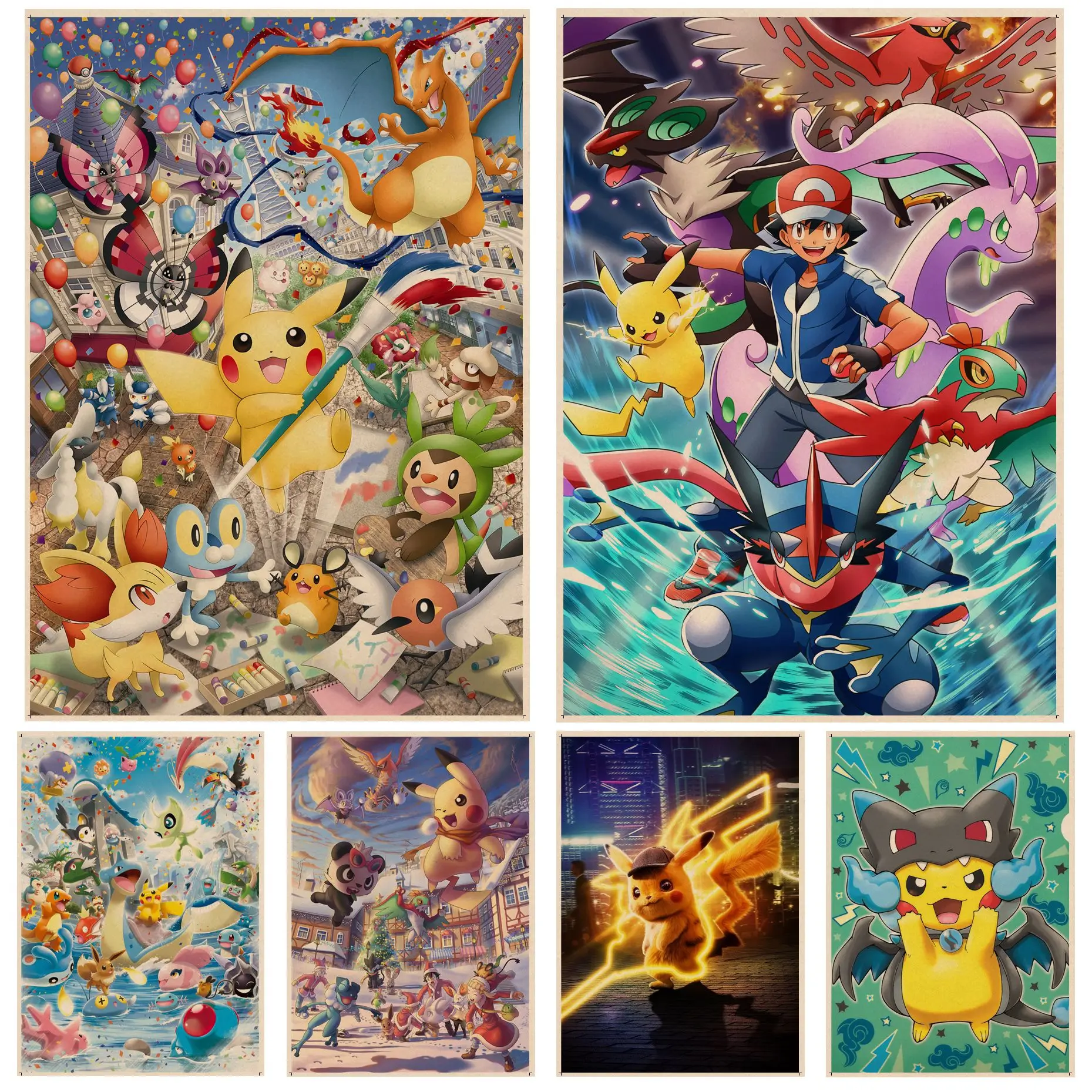 Постер Bandai Pokemon в стиле ретро из крафт-бумаги настенные художественные Ретро