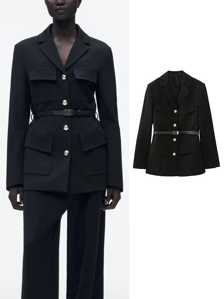 Women 2023 Spring New Vintage Office Lady Blazer with Belt Long Sleeve Pockets Jacket Suit Korean Outerwear Female Tops
Women 2023 Spring New Vintage Office Lady Blazer with Belt Long Sleeve Pockets Jacket Suit Korean Outerwear Female Tops