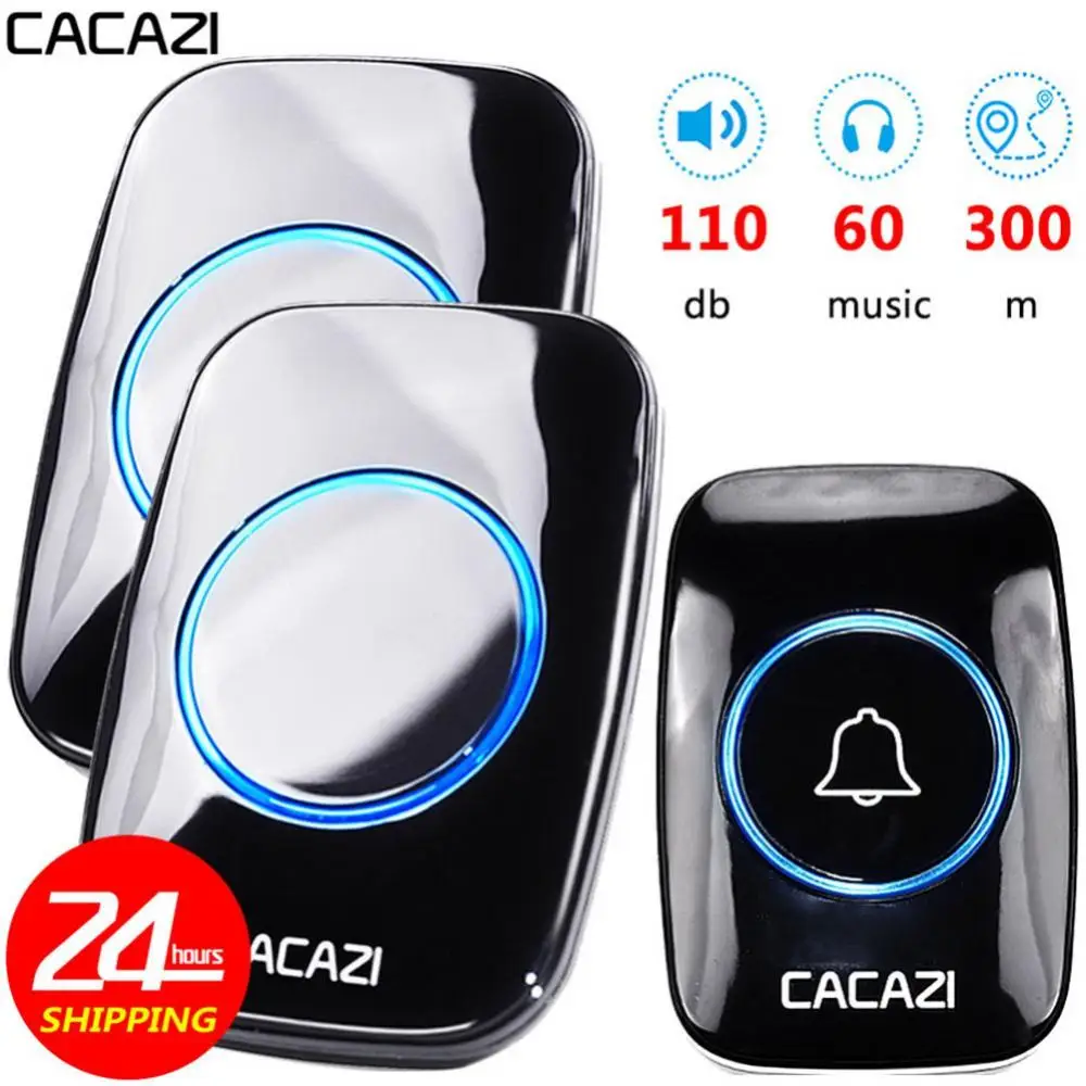 CACAZI Wireless Door Bell Smart Doorbell Waterproof Wall Plug In Loud Chime LED Flash 300M Remote1 Button 1 2 Receiver
CACAZI Wireless Door Bell Smart Doorbell Waterproof Wall Plug In Loud Chime LED Flash 300M Remote1 Button 1 2 Receiver