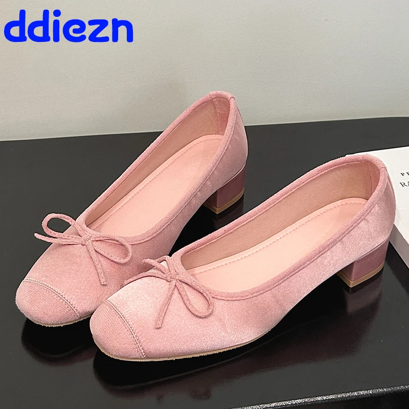 

Ballet Flats Fashion Silk Women Lolita Pink Shoes Slides Female Shallow Footwear Butterfly-Knot Round Toe Ladies Dance Shoes