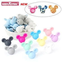 10pcs Baby Silicone Beads Cute Mouse Teething Toy Soft Chew Teether Food Grade BPA Free DIY Necklace Pendant Making Jewelry Bead