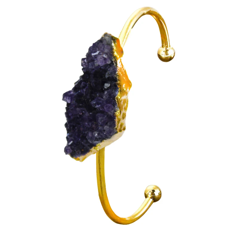 Raw Amethyst Cuff Bangles for Women Adjustable Gold-Color Irregular Crystal Quartz Jewelry
Raw Amethyst Cuff Bangles for Women Adjustable Gold-Color Irregular Crystal Quartz Jewelry