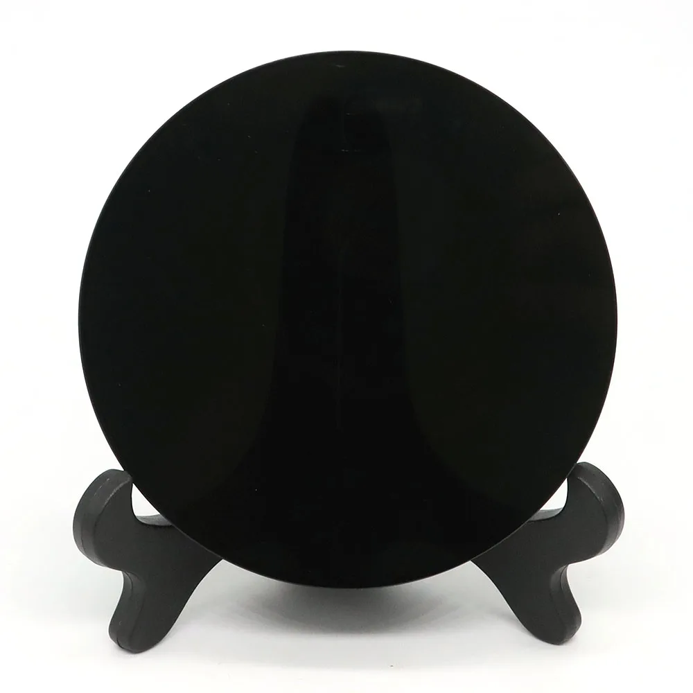 High Quality Natural Black Obsidian Scrying Mirror Healing Crystals Stone Round Plate Witchcraft Mirror Crystal Decor With Shelf
High Quality Natural Black Obsidian Scrying Mirror Healing Crystals Stone Round Plate Witchcraft Mirror Crystal Decor With Shelf