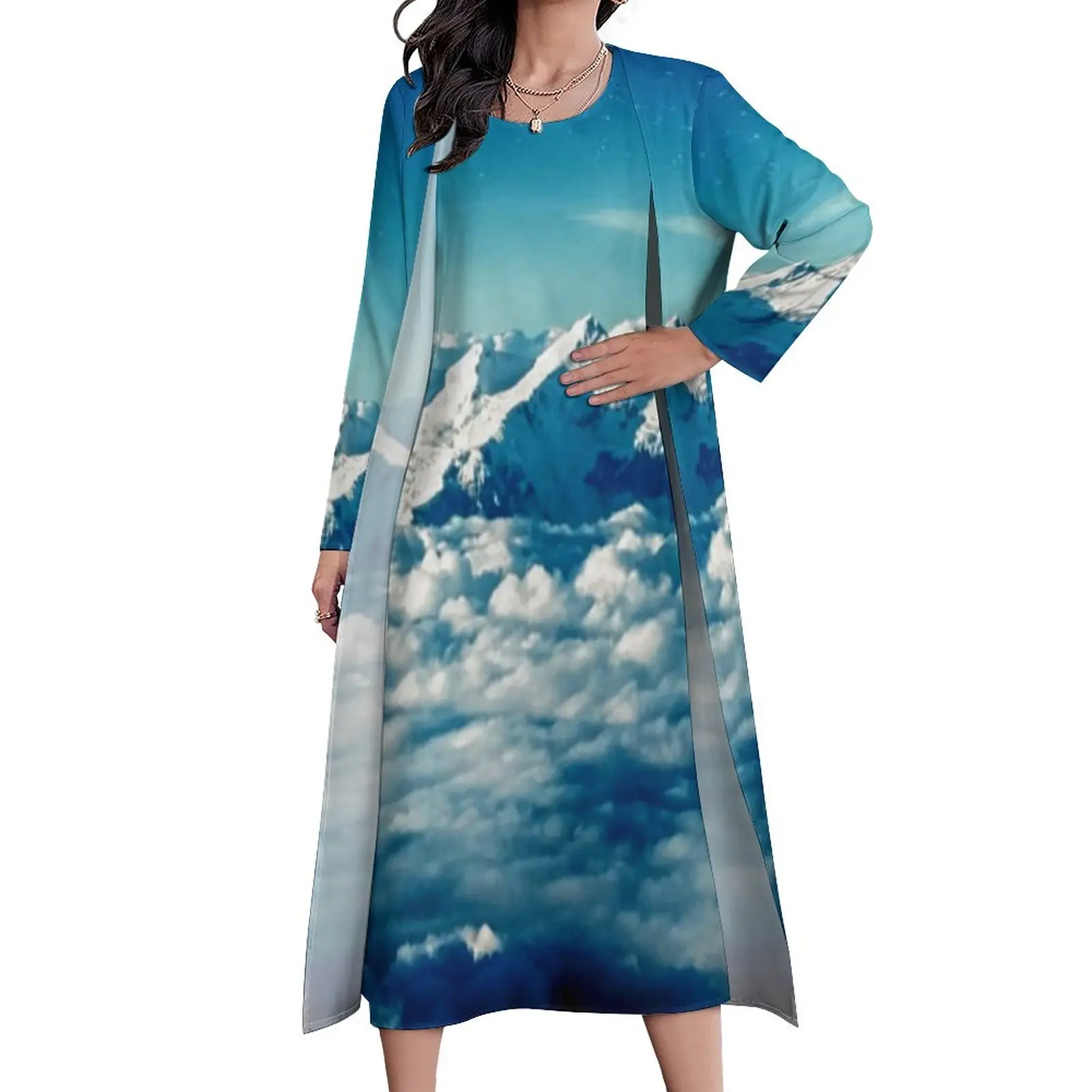 Himalayas Mountain Dress Blue Sky Print Cute Maxi Dress Two Piece Design Bohemia Long Dresses Street Wear Oversize Vestido
Himalayas Mountain Dress Blue Sky Print Cute Maxi Dress Two Piece Design Bohemia Long Dresses Street Wear Oversize Vestido